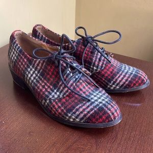 Plaid Felt Oxford Dress Shoes